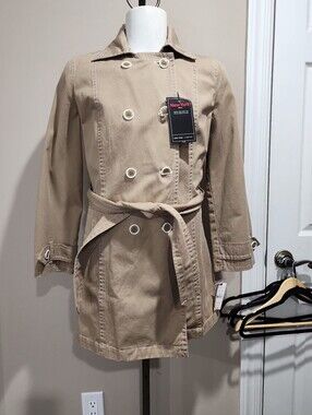 NWT NY&Company The New York Trench Double Breasted Belted Jacket Size Large